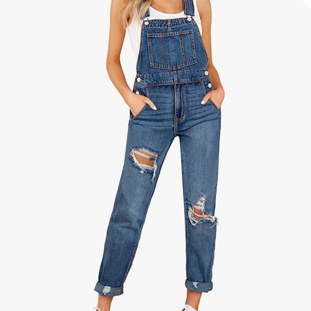 Luvamia Stretch Overalls Ripped Distressed, Size XL NWOT